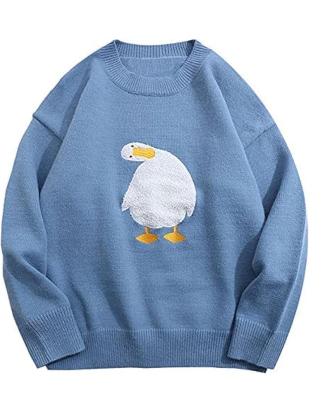 Trendy Oversized Duck Graphic Knit Sweater for Women & Men | Fall Streetwear